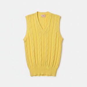 Vintage Yellow Knit Sweater Vest V-Neck
